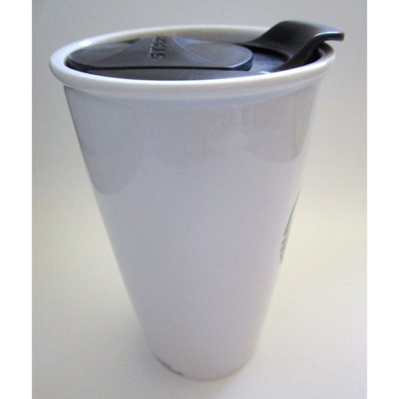 Starbucks Green Mermaid Logo Ceramic White coffee/tea mug & lid - 12 fl.oz 2011 - Picture 5 of 12